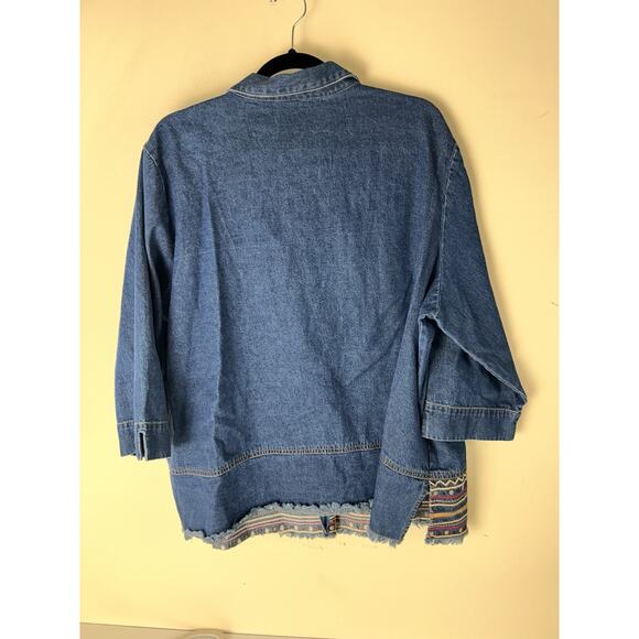 Mountain Lake Women’s Embroidered Denim Shirt Jacket Pattern Sz 2X Cottage Artsy - Picture 9 of 14